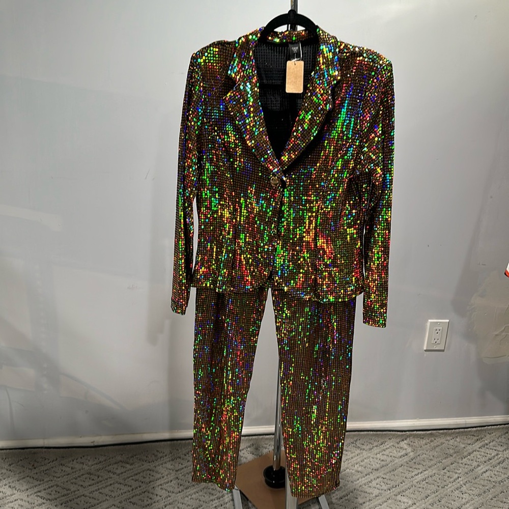 Plus Disco Gold Metallic 2 Piece Jacket Set